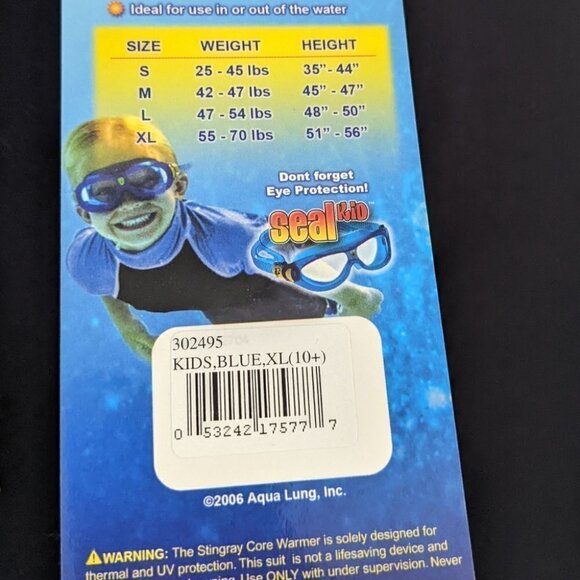 Aqua Sphere thermal uv protection stingray core warmer suit size kids XL - Picture 5 of 5